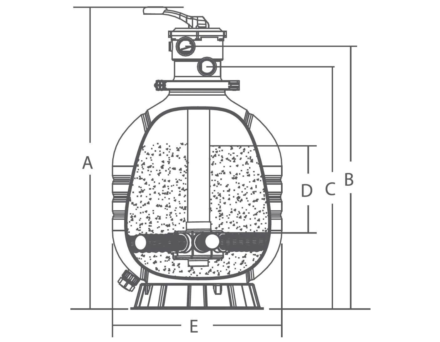 Dimensions du filtre à montage supérieur CitrinEco